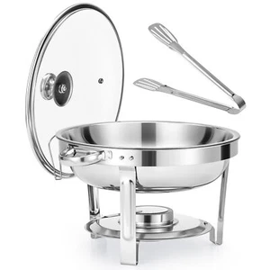 1/2/4 Packs 5QT/6QT Chafing Dish Buffet Set Round Stainless Steel Food Warmer - Picture 1 of 16