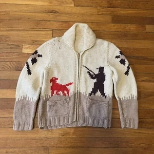 Vintage Pheasant Hunter Hand Knit Cowichan Sweater Zip Up Cardigan - Picture 1 of 8