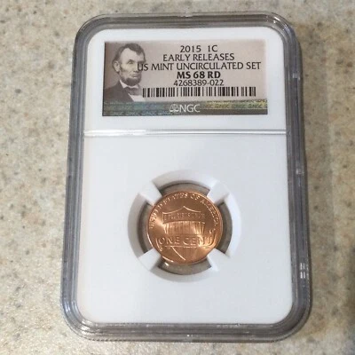2015 LINCOLN SHIELD CENT NGC E.R. MS68RD - Image 1 of 2