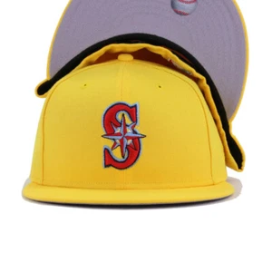 Seattle Mariners New Era 59FIFTY Canary Yellow Warm Sunshine Fitted Hat 7 3/8 - Picture 1 of 5