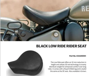 Royal Enfield LOW RIDE SEAT, BLACK Fit For New Classic 350 REBORN - Picture 1 of 4