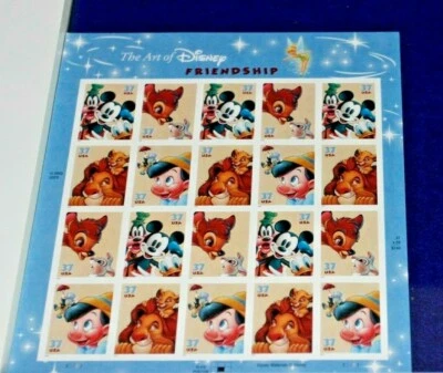 Full Pane US The Art of Disney Friendship 37¢ Sheet of 20-Scott 3865-68 -L@@K - Image 1 of 2