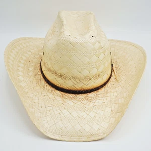 Resistol Feather Band Self Conforming Natural Straw Cowboy Hat Men’s Size 7 1/2 - Picture 1 of 10