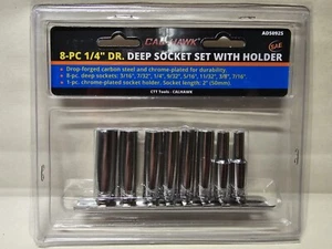 8pc 1/4" DRIVE DEEP SOCKET SET SAE 6 POINT WITH SOCKET HOLDER - Picture 1 of 2