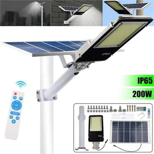 Waterproof Solar Powered LED Street Light Outdoor Yard Flood Garden Lamp Remote - Picture 1 of 11