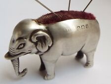 LOVELY GENUINE ENGLISH ANTIQUE 1908 STERLING SILVER NOVELTY ELEPHANT PIN CUSHION
