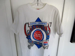Vintage Detroit Pistons 1990 Back 2 Back Champs T Shirt NBA LARGE 1988 1989 - Picture 1 of 10