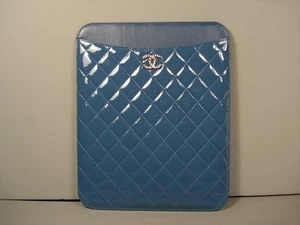 Chanel Blue Quilted Leather iPad tablet holder cover case w/box new authentic - Picture 1 of 9