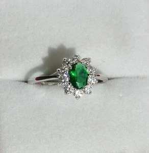 Dolly-Bijoux Bague Rhodié 11mm T52 Marquise Emeraude Cz Argent Massif 925 - Picture 1 of 1