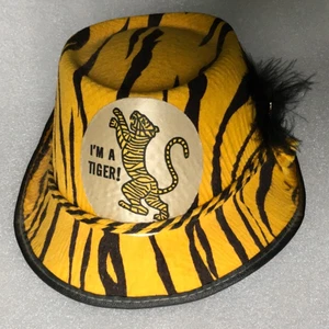 Vtg Detroit Tigers MLB Baseball Fedora Straw Hat Striped I’m A Tiger Souvenir - Picture 1 of 17