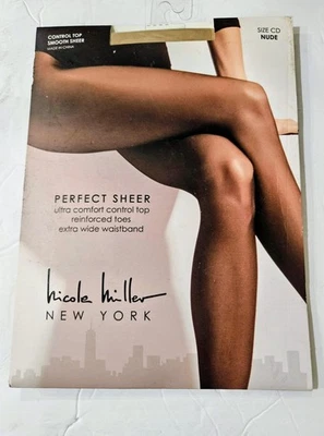 Nicole Miller Perfect Sheer Control Top Pantyhose~Nude~Size CD - NEW - Image 1 of 2
