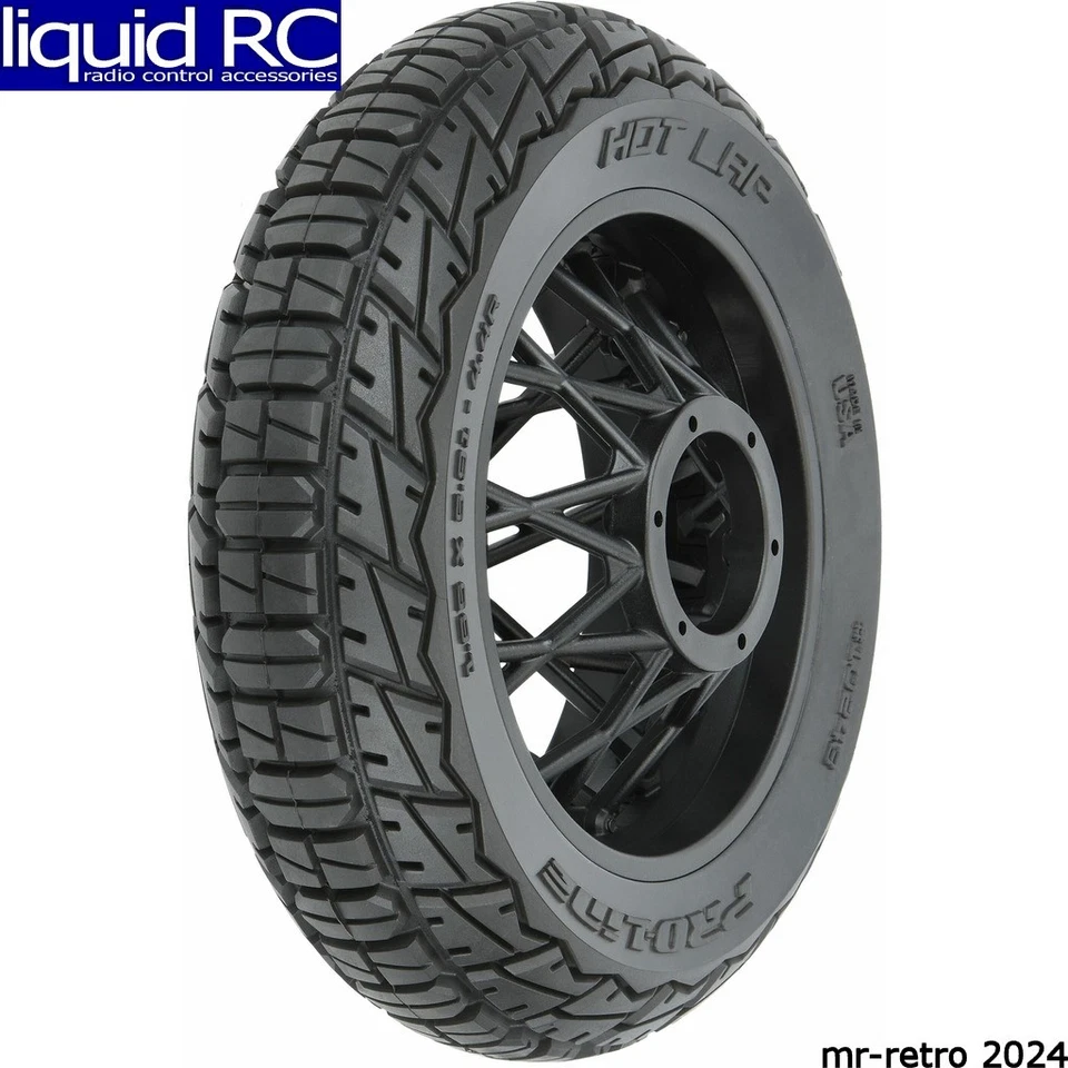 Pro-Line 1024310 Hot Lap S3 Motorcycle Rear Tire Mounted on Black Supermoto - Image 1 of 1