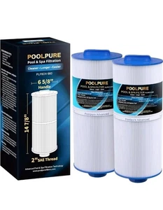 2 Pack POOLPURE PLF6CH-960 Spa Filter Replaces PJW60TL-F2S Closed Handle-14 7/8" - Picture 1 of 11