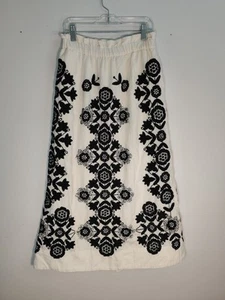 Sea New York Midi Skirt Pencil Straight White Cotton Black Embroidery Sz XXS - Picture 1 of 16