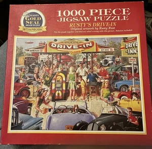 Rusty's Drive-In Jigsaw Puzzle 1000 Pieces Complete Made in USA Bits & Piecesl - Picture 1 of 6
