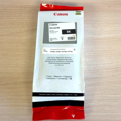 Tanque de tinta preto genuíno Canon PFI-207BK iPF680 685 780 785 series 300ml 07/2021 - Imagem 1 de 4