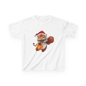 Festive Holiday Kids Tee, Christmas T-Shirt, Tiger Design Shirt, Gift for [...] - Picture 1 of 25