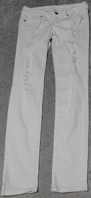 Decree 超紧身破旧牛仔裤女式 3 码白色低腰休闲 — 第 1/4 张图片