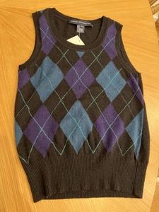 NWT French Connection Women’s XS Argyle Annie Sleeveless Tank Top Sweater Wool - Picture 1 of 8