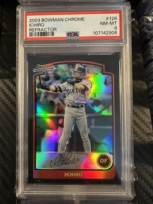 Ichiro Suzuki Refractor 2003 Bowman cromo PSA 8 Foto 1 de 2