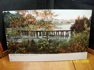 1910-20s Glendale Park creek wooden bridge Spartanburg SC South Carolina Tuck Ca - Picture 1 of 2