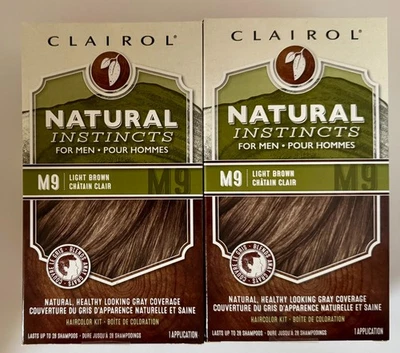 Paquete de 2 - Tinte de color de cabello marrón claro Clairol Natural Instincts for Men M9 Foto 1 de 4