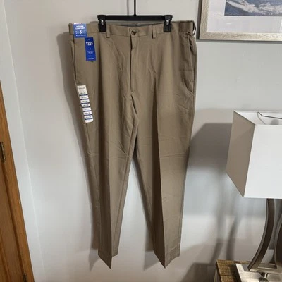 Pantalones planos expandibles flexibles rendimiento derecho fresco Haggar Classic Fit 40 X 34 nuevos con etiquetas Foto 1 de 4