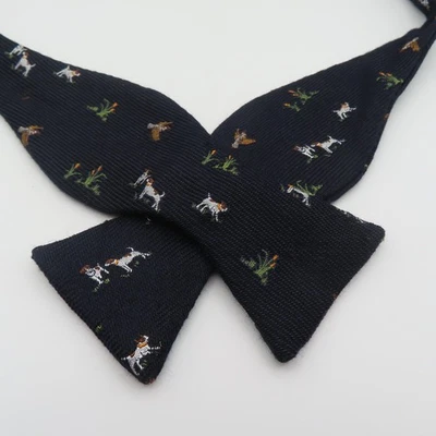 Pajarita Brooks Brothers azul pato perro caza 2,25" ancho seda lana EE. UU. Foto 1 de 4