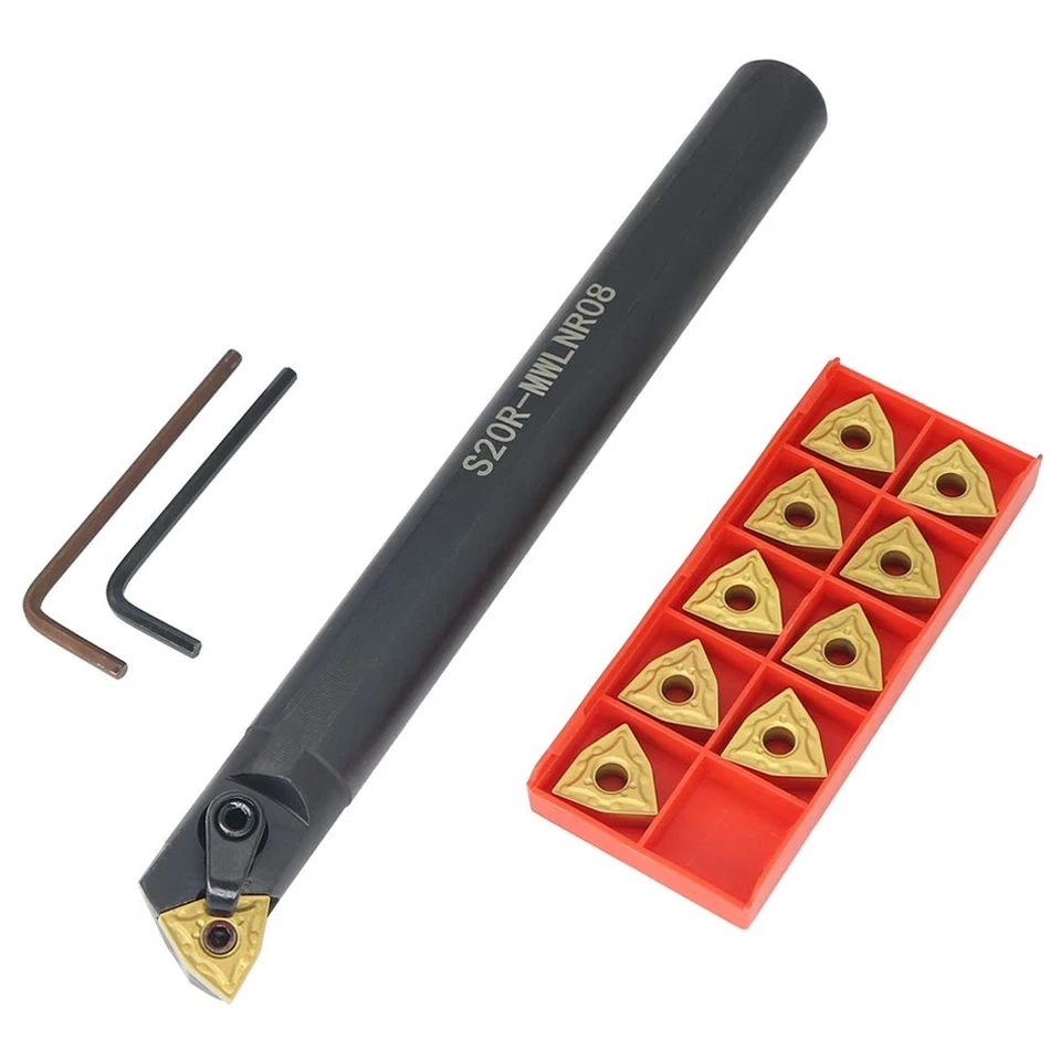 Boring Bar Turning Holder S20R-MWLNR08 3/4 Inch 10 PCS WNMG432 Insert Lathe