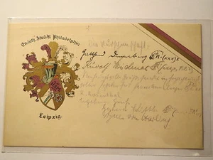 Escudo de armas evangélico luterano StV Philadelphia Leipzig 1930 / tarjeta Studentika - Imagen 1 de 1