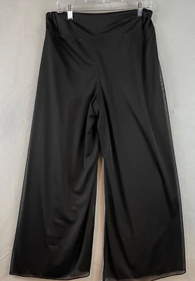 MSK Womens Lg Black Wide Leg Palazzo Pants Sheer Overlay Whimsical FairyGoth - Image 1 of 4