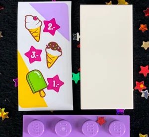 NEW LEGO White Popsicle Ice Cream Cone Menu 41094 Sticker 2x4 Tile - Picture 1 of 2