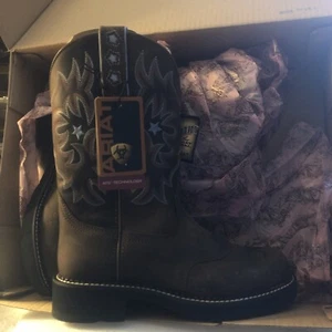 Ariat Probaby A-10" Fatbaby Pull On Embroided Boot In Driftwood Brown Size US 6m - Picture 1 of 5