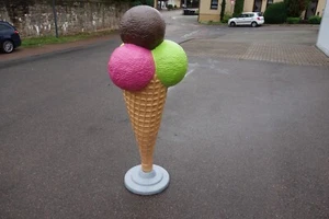 Eistüte 4 Kugeln + Ständer  1,40 m Deko Werbefigur Eis Werbung Werbeaufsteller - Bild 1 von 5