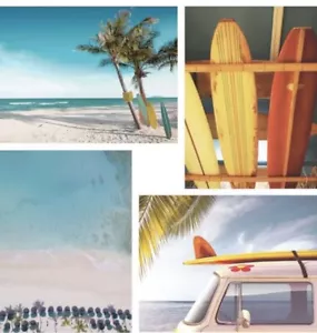 Pack of 4 Ikea BILD Poster Prints Unframed Surfing, Beach, VW Van, 12" x 16" - Picture 1 of 8