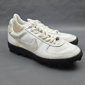 Vintage Nike Shark Football Cleats Mens Size 9.5 White Gray Leather Shoes