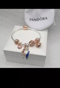 Pandora Charm Bracelet Heart Pandora Charms Rose Gold Silver - Picture 1 of 4