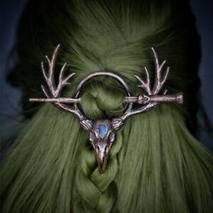 Viking Skeleton Hairpin Fairy Moonlight Stone Antler Hair Ornament  Gothic Raven