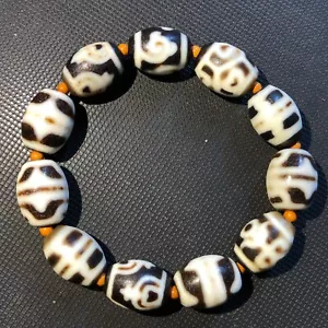 Magic Tibetan Old Agate Various patterns Totem dZi Bead Bracelet 15*20mmC2049 - Picture 1 of 9