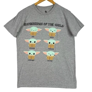 Disney Star Wars Baby Yoda T Shirt Expressions Of The Child Sz Large L Grey - Picture 1 of 10