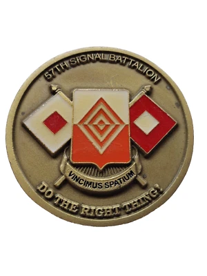 US Army 57th Signal Battalion Veteran Soldier Challenge Coin Free Shipping - Image 1 of 2