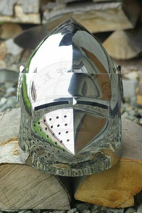 Casco de armadura Bascinet casco cara de cerdo 18 calibres acero casco de guerrero - Imagen 1 de 3