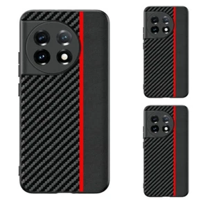 For OnePlus 11 5G Carbon Fiber Textured Leather Slim Bumper Case Cover - Picture 1 of 14