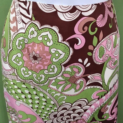 Preppy Pink + Green paisley ruffled Skirt Skirtin Around New Canaan CT size 8 - Image 1 of 4
