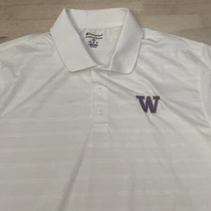 Champion Washington Huskies Short Sleeve Polo Shirt Mens Sz 2XL White - Picture 1 of 6