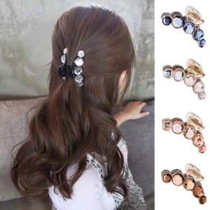 2pcs Women Beaded Crystal Hair Claw Barrette Medium Top Clip Plastic Hairgrip  - Picture 1 of 20