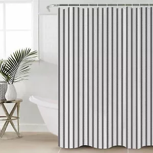 Black Striped Shower Curtain Set - Extra Long 72" x 96" Washable Bathtub Curt... - Picture 1 of 7