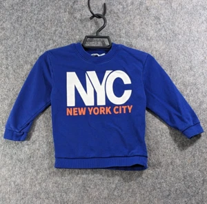 H&M Sweatshirt Boys 4 T Toddler Blue Pullover Long Sleeve NYC New York City Logo - Picture 1 of 13