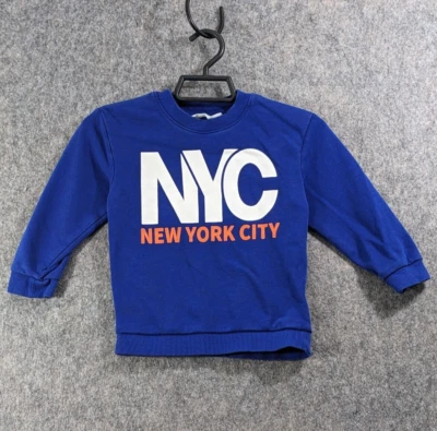 H&M Sweatshirt Boys 4 T Toddler Blue Pullover Long Sleeve NYC New York City Logo - Image 1 of 4