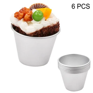 6 Stück Aluminium Cup Cake Form Backen Dariole Pudding Dessert Form Muffinform - Bild 1 von 12